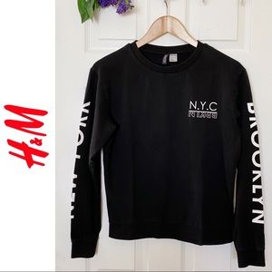 H&M NYC Black Long Sleeve Top